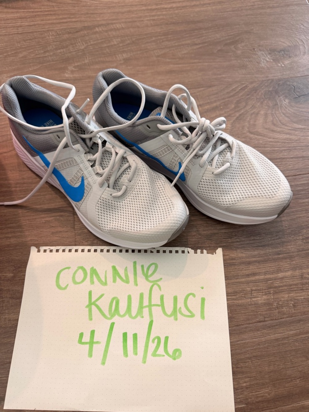 Nike White and Blue Men's Athletic Running Shoes